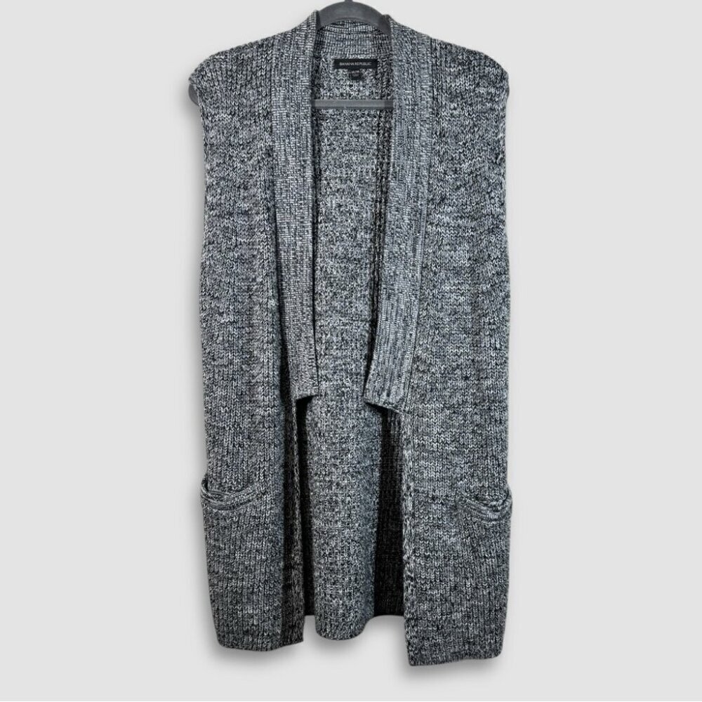 Banana Republic Knitted Gray Open Front Cardigan Merino Wool Blend Size Medium